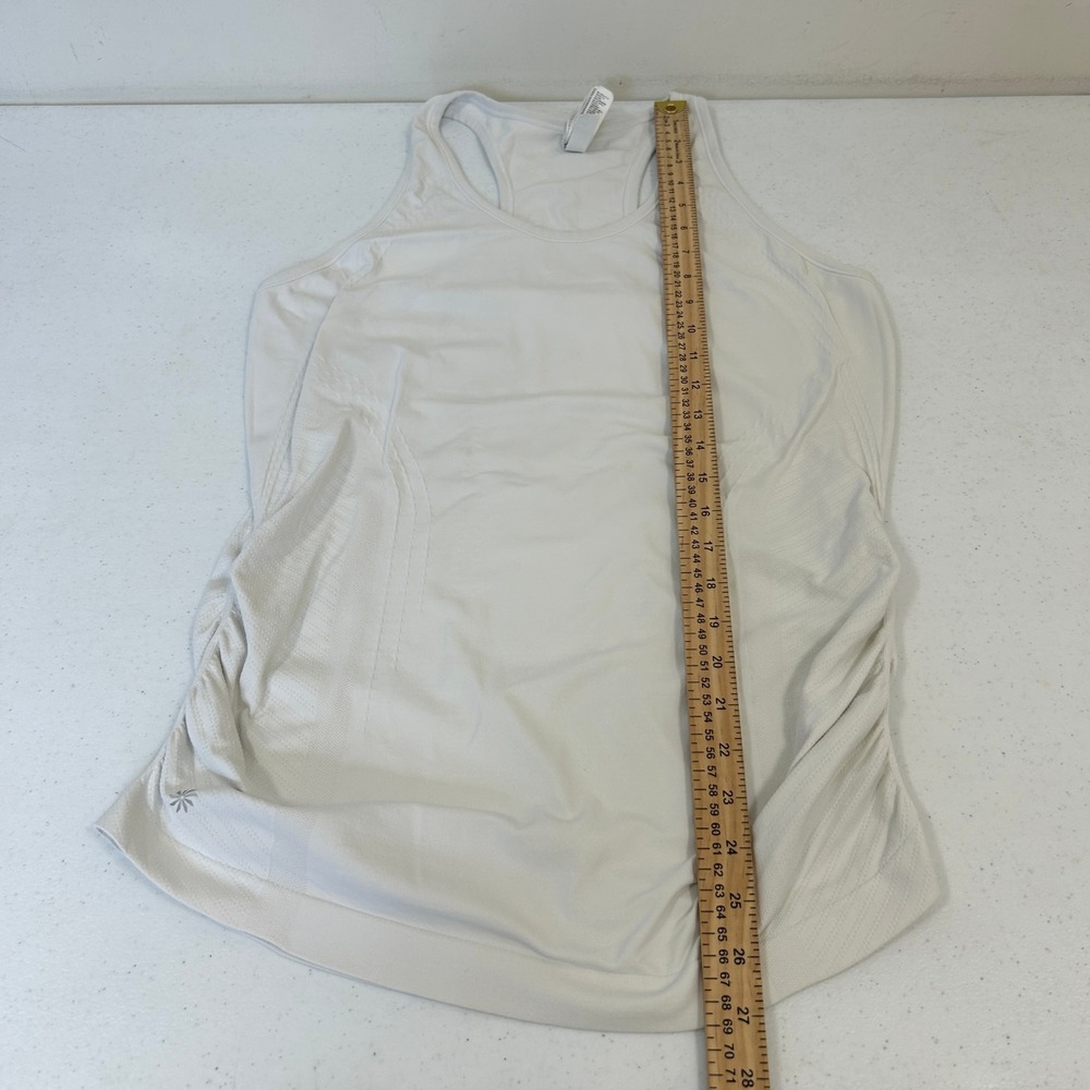 Athleta Speedlight Tank White Ruched Seamless Racerback Running Top Large - Picture 5 of 7
